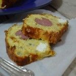 Leek cake with sausage and feta cheese