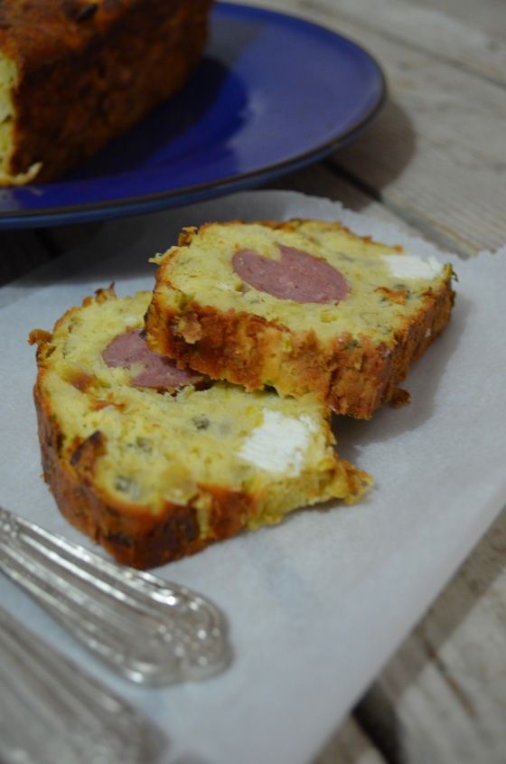 Leek cake with sausage and feta cheese