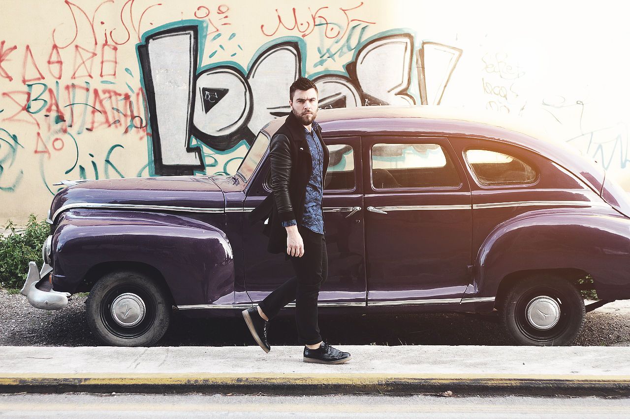 street style mens fashion blogger black pants leather demin shirt vintage car Γαβριήλ Νικολαιδης cool artisan